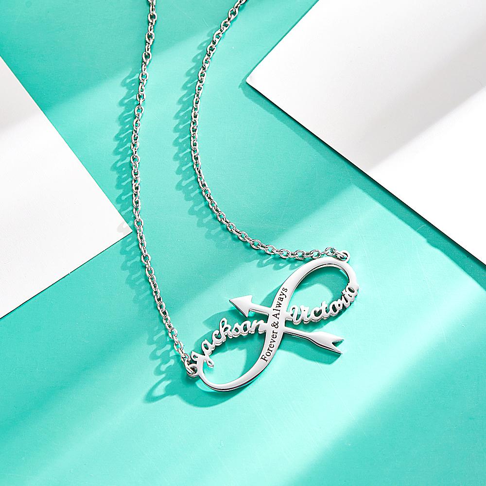 Custom Name Necklace Stainless Steel Infinity Arrow Necklace