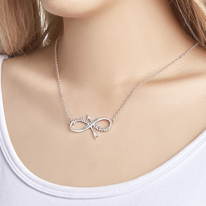 Custom Name Necklace Stainless Steel Infinity Arrow Necklace