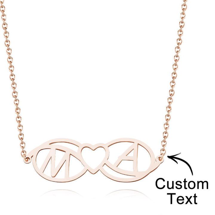 Love Name Necklace Personalized Love Heart Infinite Initials Necklace Gift for Her