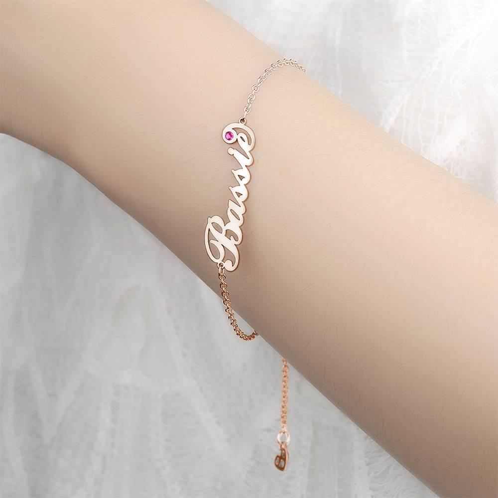 Personalized Name Bracelet with Custom Birthstone - Copper
