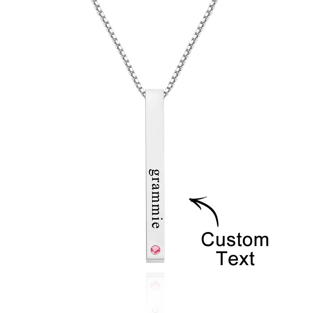 Custom Engraved Birthstone Necklace Bar Simple Gifts