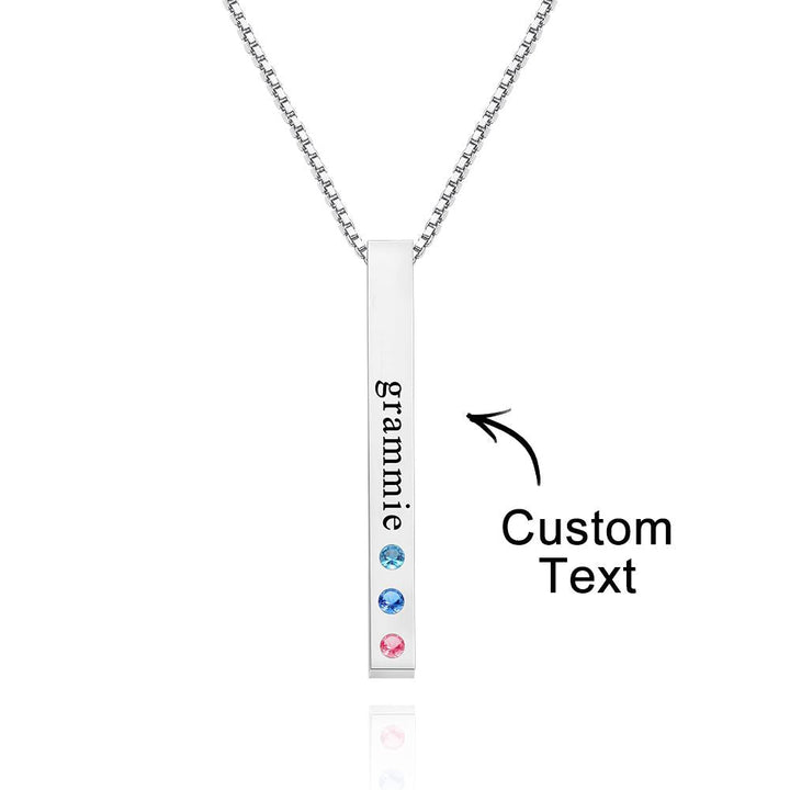 Custom Engraved Birthstone Necklace Bar Simple Gifts