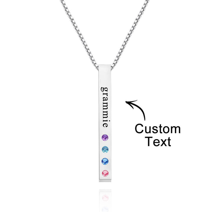 Custom Engraved Birthstone Necklace Bar Simple Gifts
