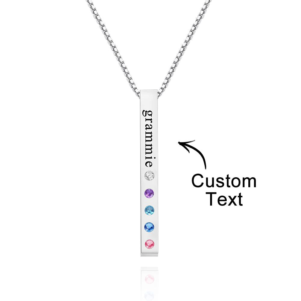 Custom Engraved Birthstone Necklace Bar Simple Gifts