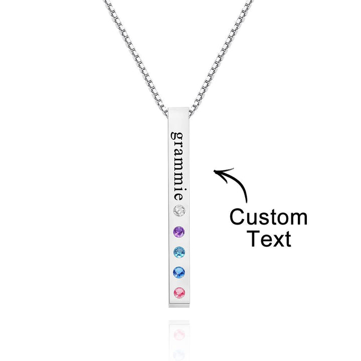 Custom Engraved Birthstone Necklace Bar Simple Gifts