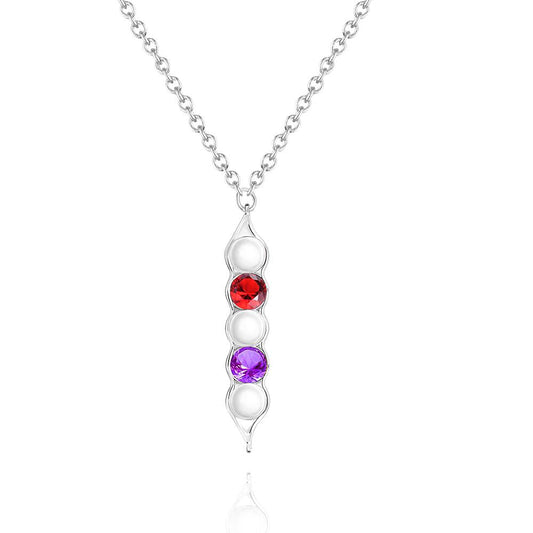 Peas in a Pod Birthstone Necklace Stylish Pendant Gifts for Her