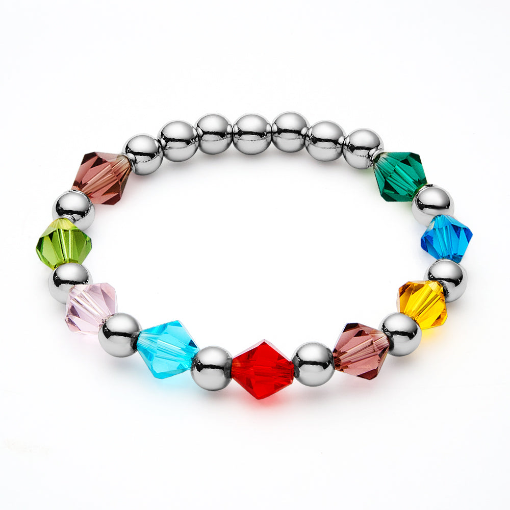Personalized Birthstones Bracelet 1-12 Family Birthstones Elastic Beaded Bracelet Gift for Woman