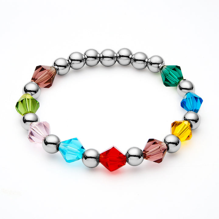 Personalized Birthstones Bracelet 1-12 Family Birthstones Elastic Beaded Bracelet Gift for Woman