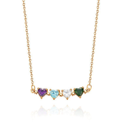 Personalized Heart-Shaped Birthstone Necklace Anniversary Birthday Gift for Her