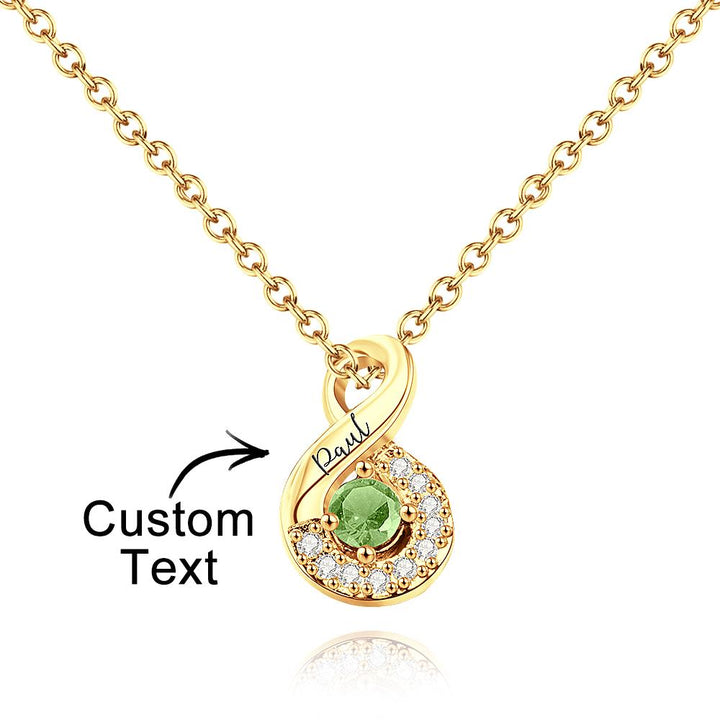 Custom Engraved Birthstone Necklace Infinity Creative Gifts