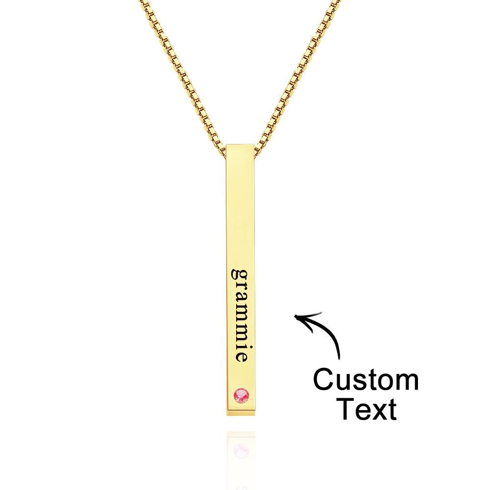 Custom Engraved Birthstone Necklace Bar Simple Gifts