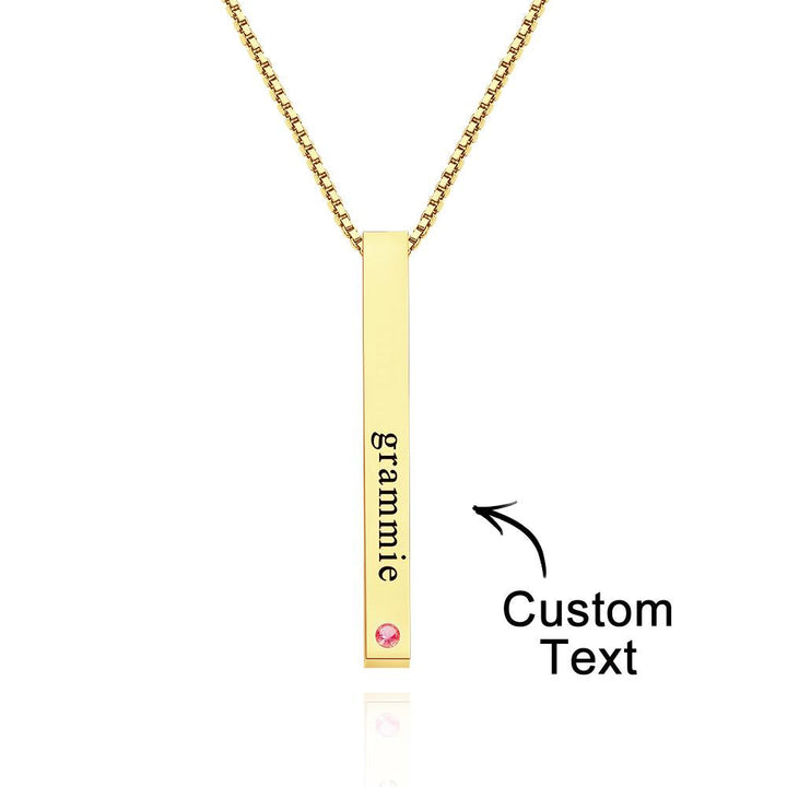 Custom Engraved Birthstone Necklace Bar Simple Gifts
