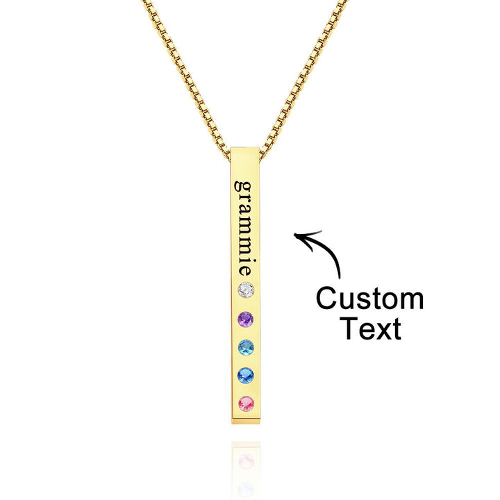 Custom Engraved Birthstone Necklace Bar Simple Gifts