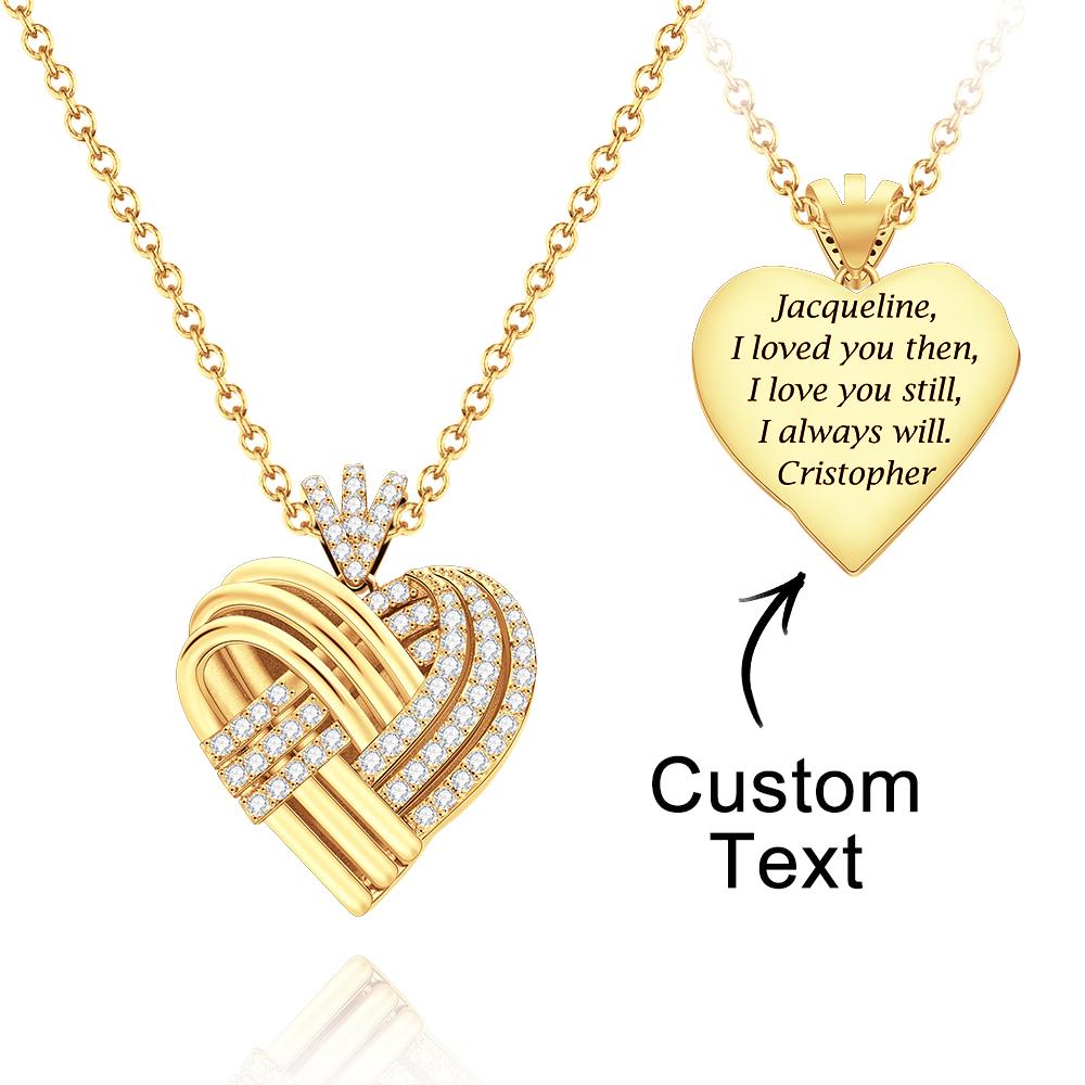Woven Together Personalized Heart Necklace Custom Engraved Pendant Gifts for Her