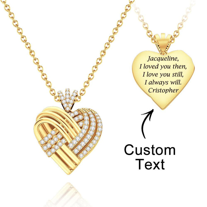 Woven Together Personalized Heart Necklace Custom Engraved Pendant Gifts for Her
