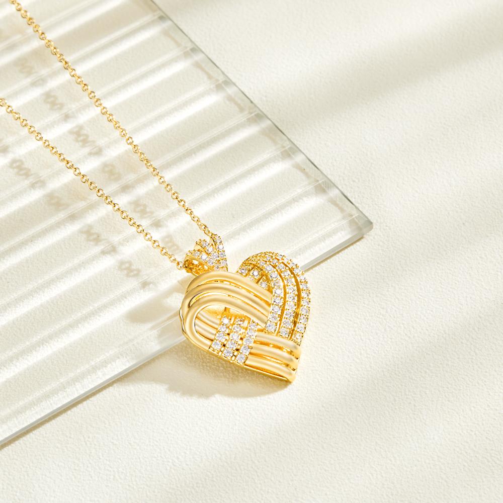Woven Together Personalized Heart Necklace Custom Engraved Pendant Gifts for Her