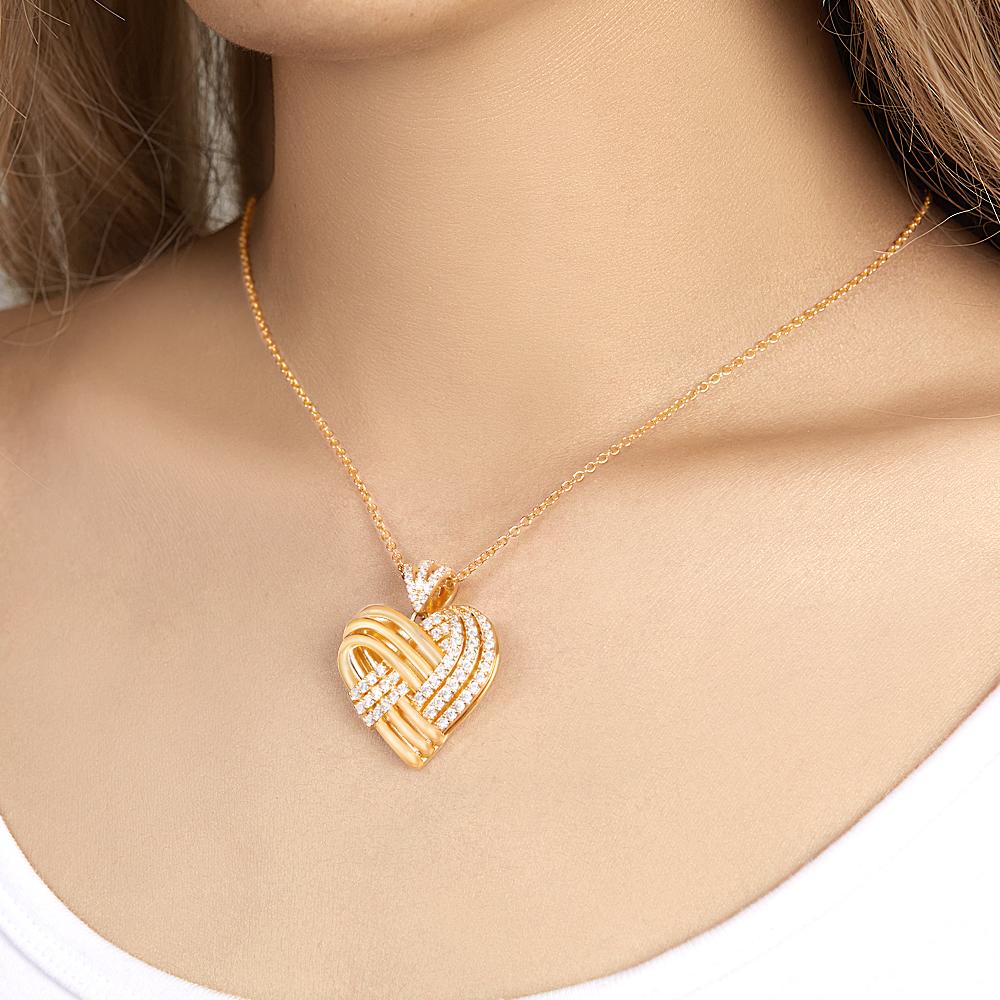 Woven Together Personalized Heart Necklace Custom Engraved Pendant Gifts for Her