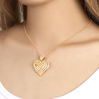 Woven Together Personalized Heart Necklace Custom Engraved Pendant Gifts for Her
