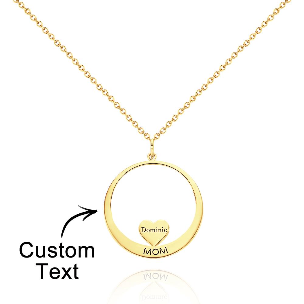 Custom Engraved Necklace Circle Hearts Mom Pendant Necklace Creative Gift