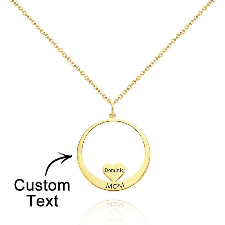 Custom Engraved Necklace Circle Hearts Mom Pendant Necklace Creative Gift