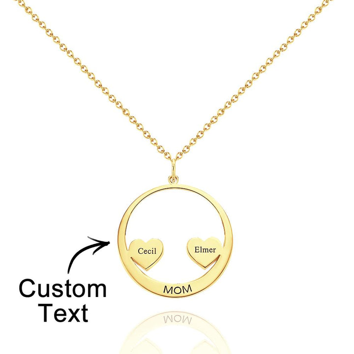 Custom Engraved Necklace Circle Hearts Mom Pendant Necklace Creative Gift