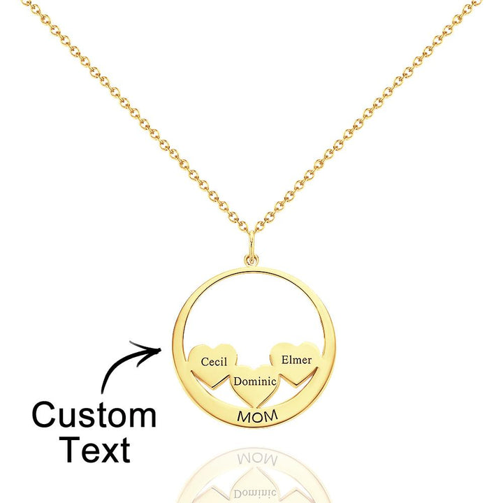 Custom Engraved Necklace Circle Hearts Mom Pendant Necklace Creative Gift