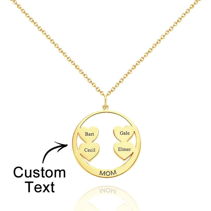 Custom Engraved Necklace Circle Hearts Mom Pendant Necklace Creative Gift