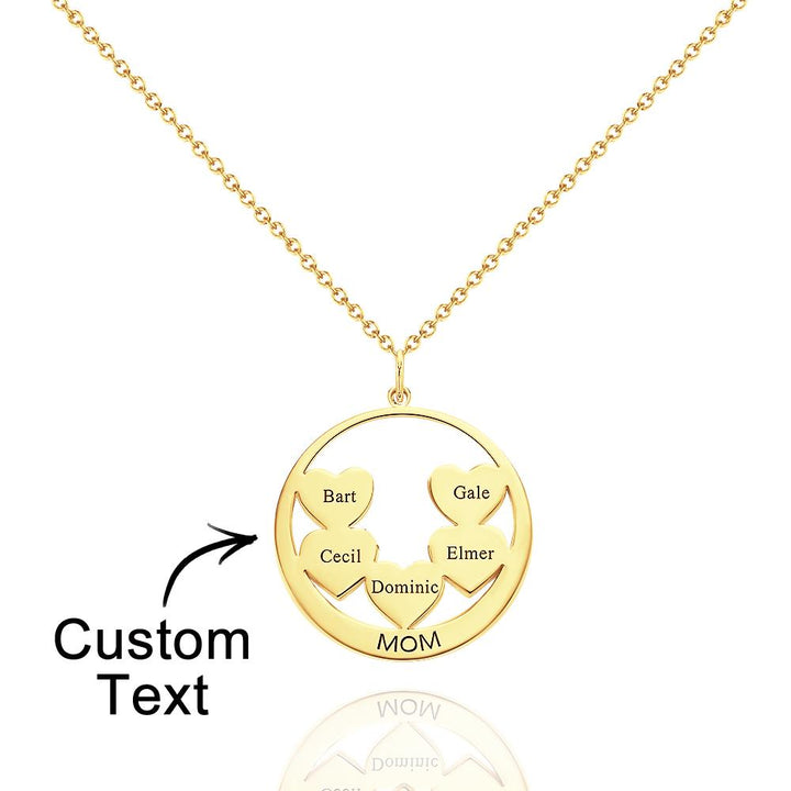 Custom Engraved Necklace Circle Hearts Mom Pendant Necklace Creative Gift
