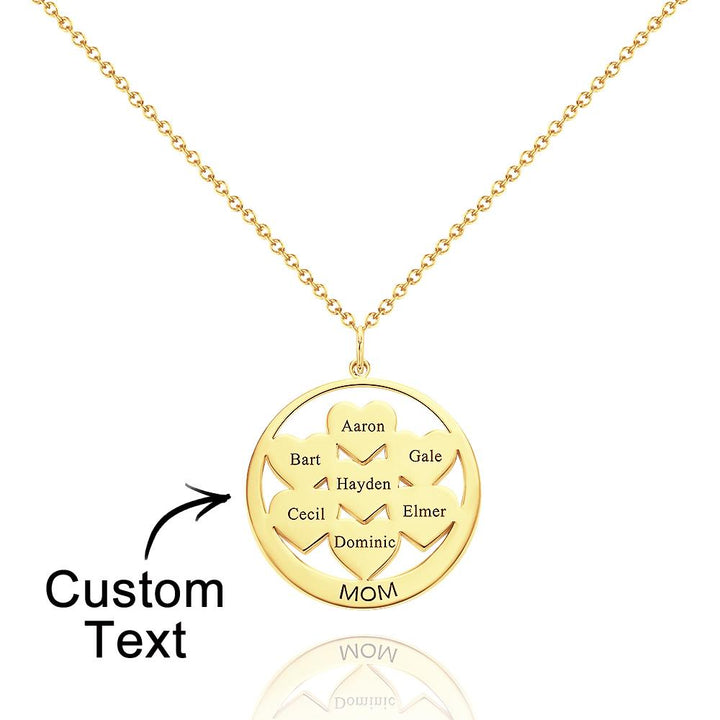 Custom Engraved Necklace Circle Hearts Mom Pendant Necklace Creative Gift
