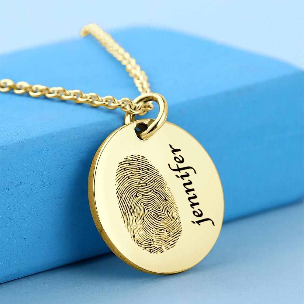 Custom Photo Necklace fingerprint Necklace Engraved Necklace Coin Necklace Gift For Boyfriend