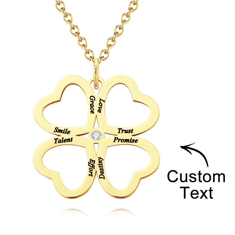 Personalized Four Leaves Clover Necklace Custom Unique Name Necklace for Her
