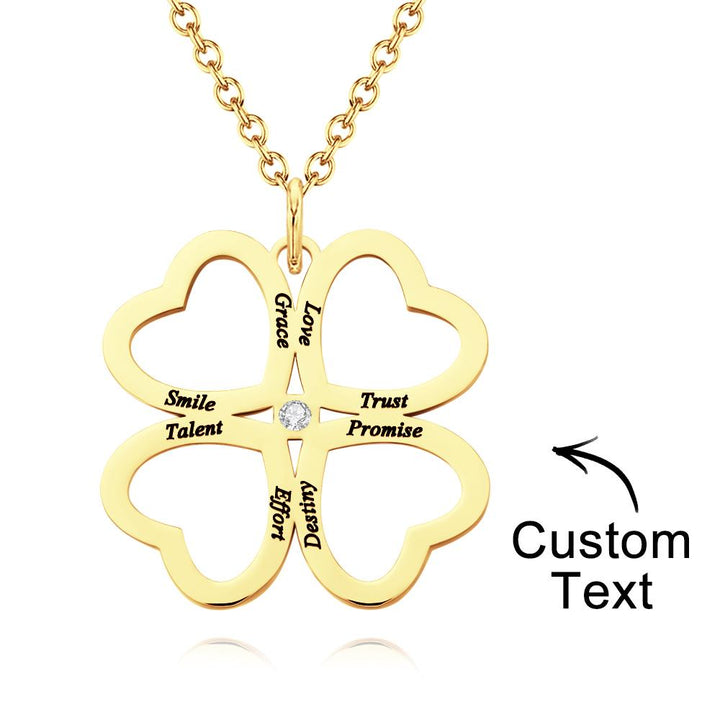 Personalized Four Leaves Clover Necklace Custom Unique Name Necklace for Her