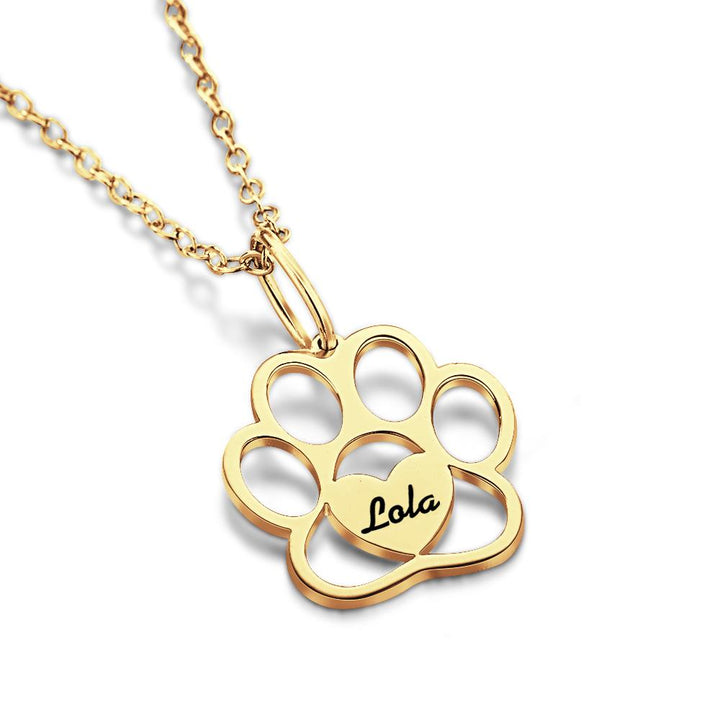 Personalized Paw Necklace with Name Dog Paw Necklace