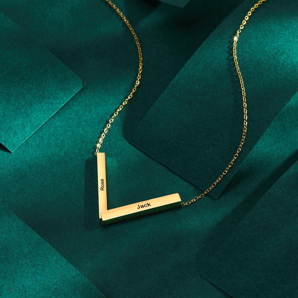 Custom Engraved Necklace Folded Bar Necklaces Unique Gift for Women
