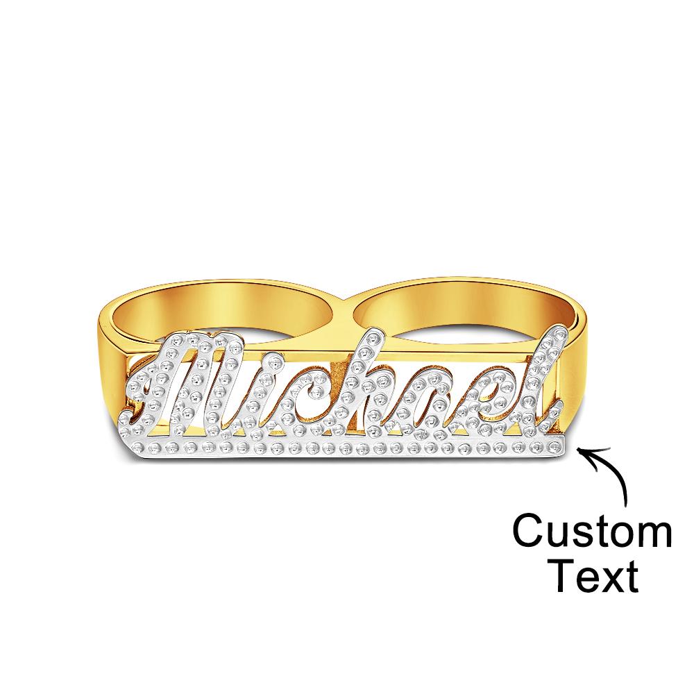 Custom Two Finger Name Ring Personalised Men's Double Band Ring Gift for Him