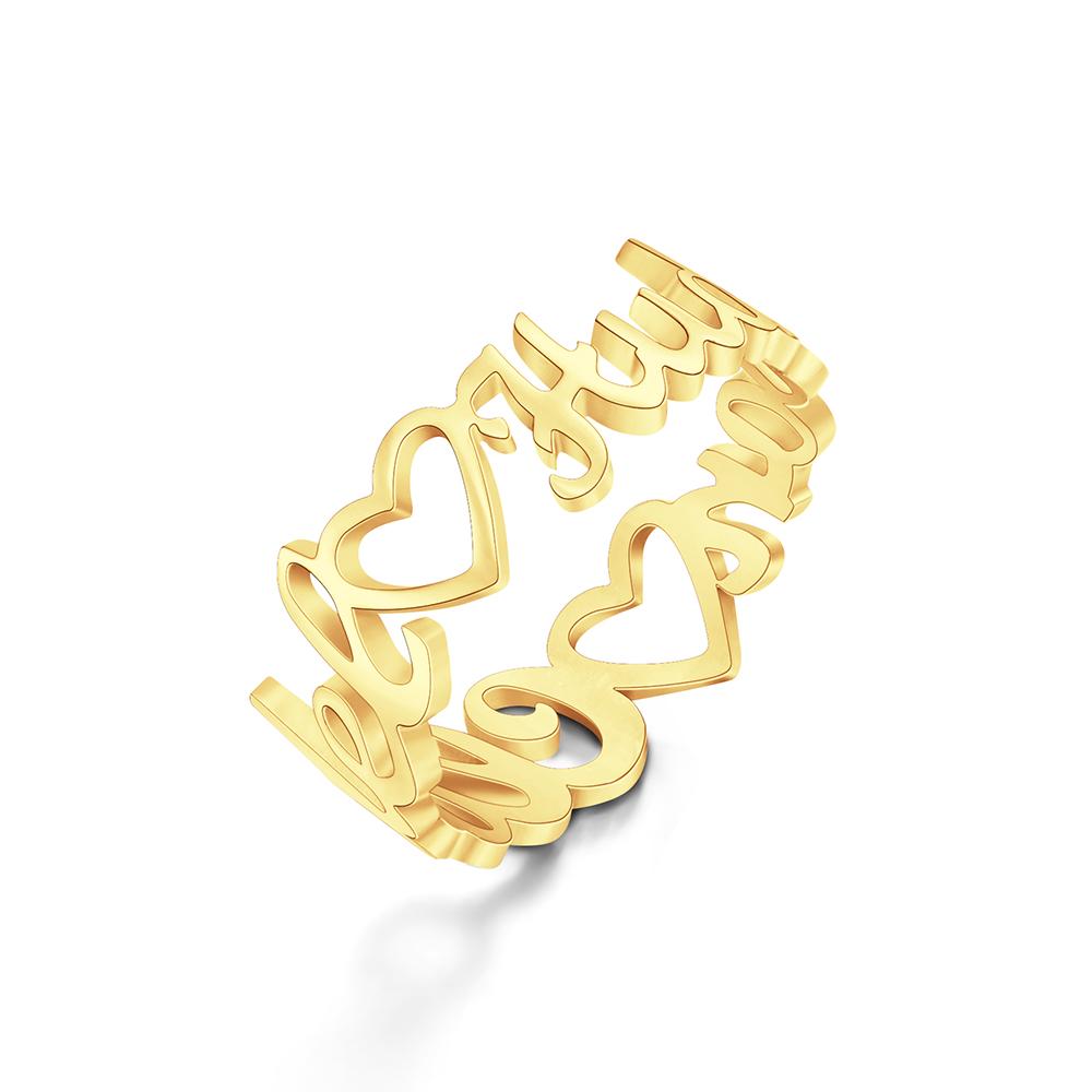 Custom Heart-Shaped Double Names Ring for Women
