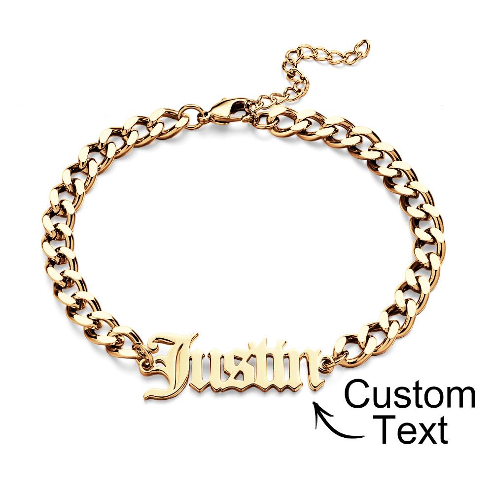 Custom Name Men's Stainless Steel Curb Chain Cuban Bracelet