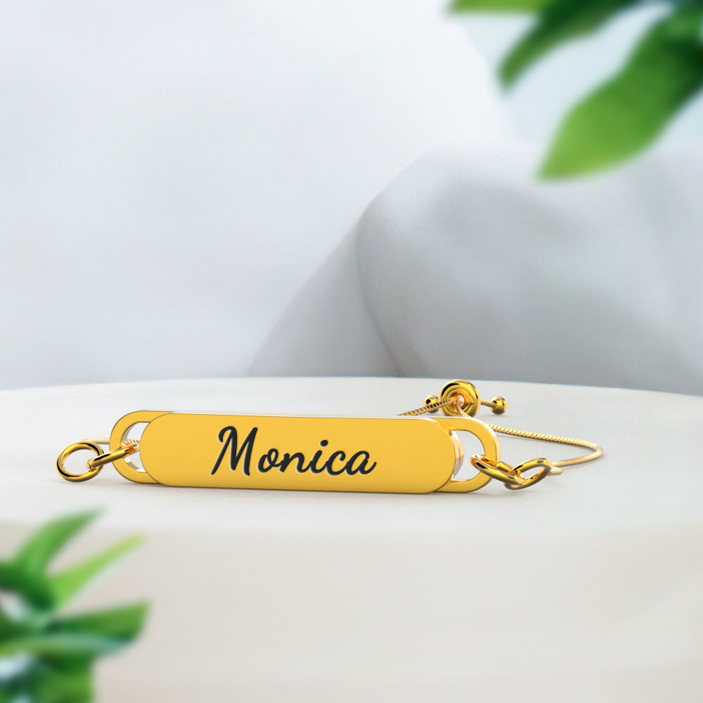 Custom Engraved Bar Bracelet - Length Adjustable