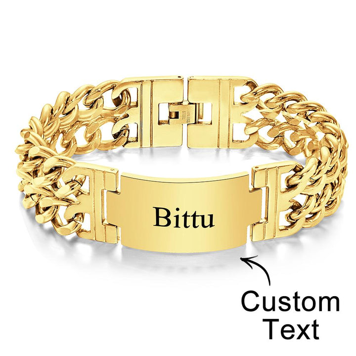 Personalized Name Wide Bracelet Engraved Fashion Bracelet Gifts For Him