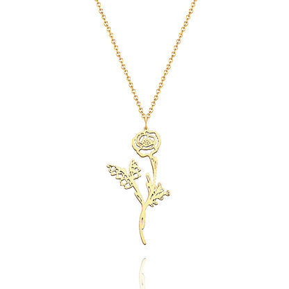 Personalized Combined Birth Flower Bouquet Necklace Bridesmaids' Gifts