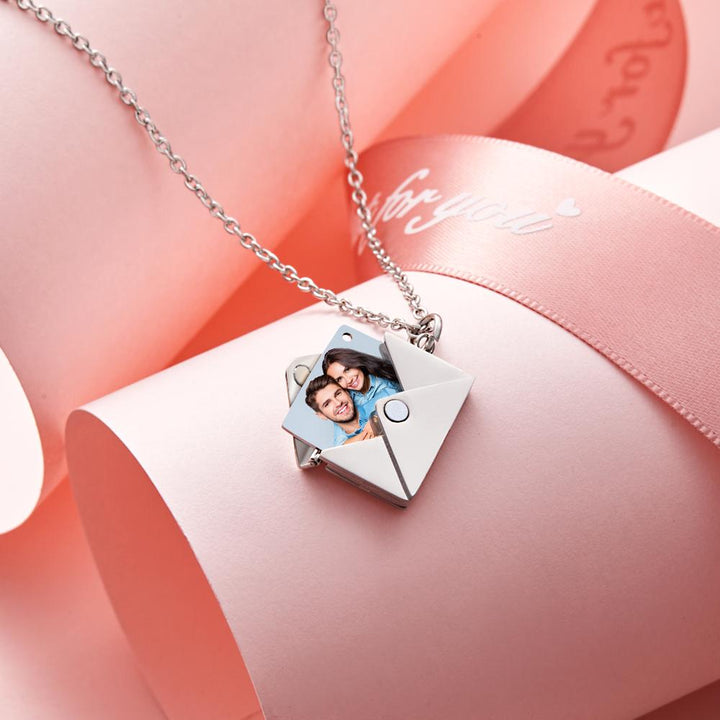 Personalized Envelope Locket Necklace Custom Photo Necklace