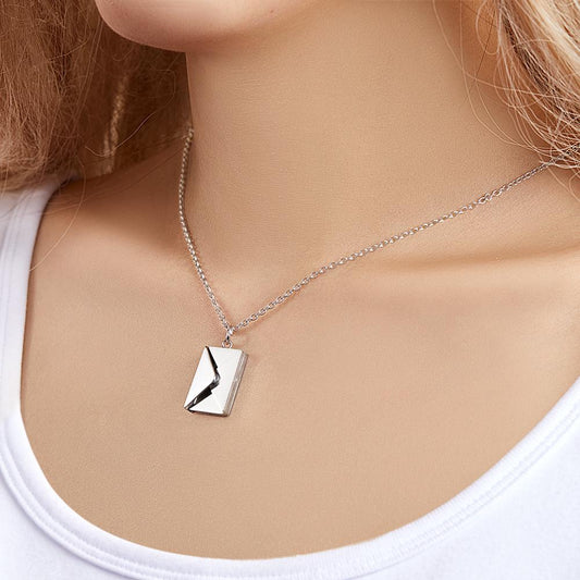 Personalized Envelope Locket Necklace Custom Photo Necklace