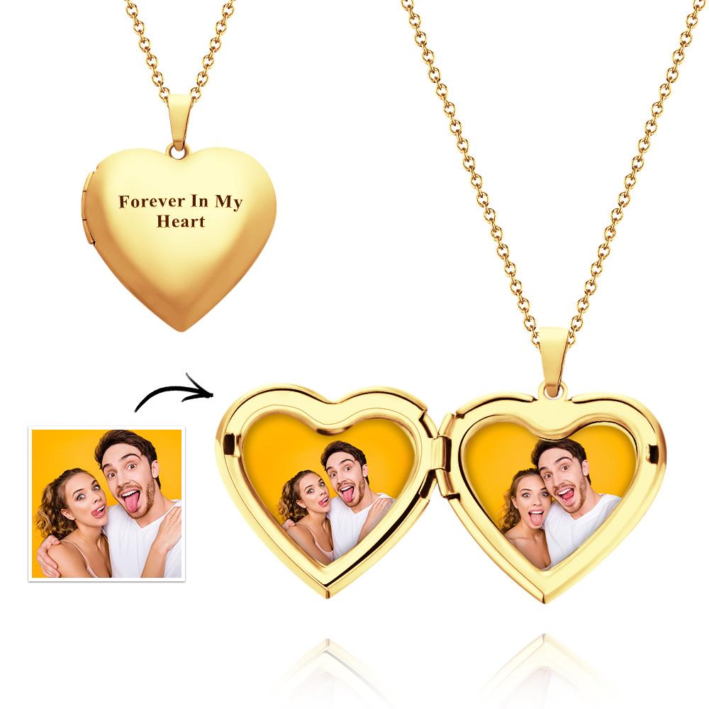 Custom Photo Engraved Neckalce Heart Pendant Exquisite Couple Gifts