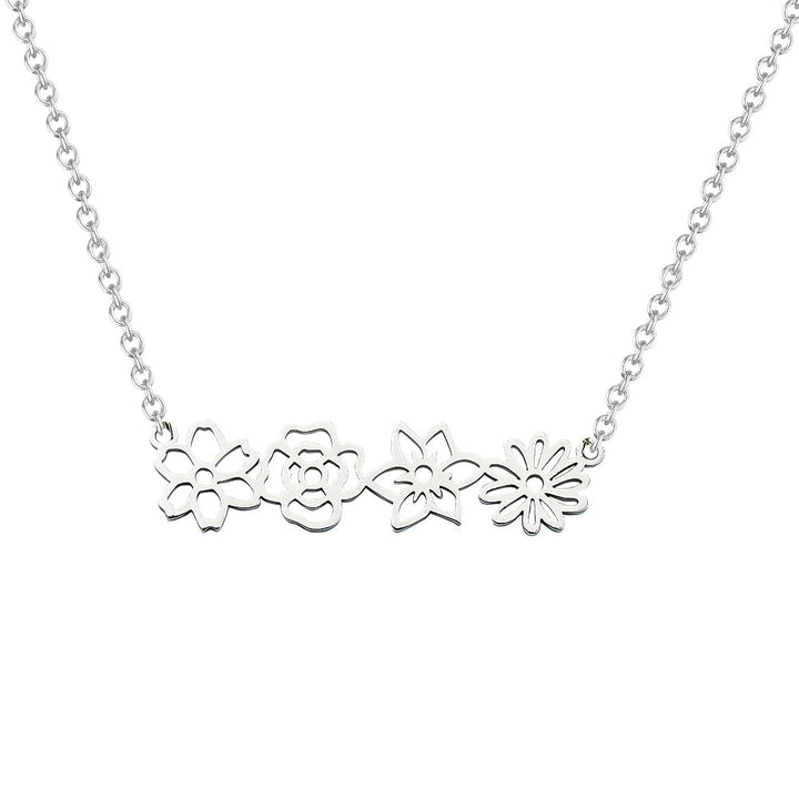 Personalized Multiple Birth Flower Necklace Family Floral Necklace Gift For Mom