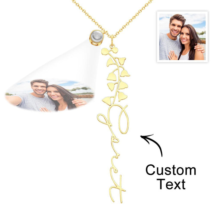 Custom Birth Flower Photo Projection Name Necklace Creative Gift for Women
