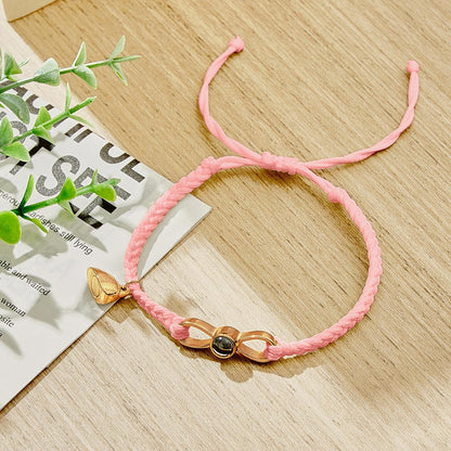 Custom Photo Projection Bracelet Woven Heart Magnetic Bracelet Gift for Couple