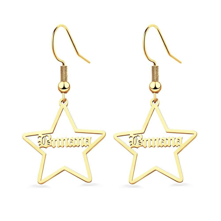 Custom Engraved Name Earrings Stainless Steel Star-shaped Earrings
