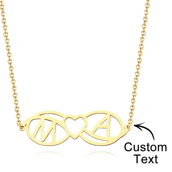 Love Name Necklace Personalized Love Heart Infinite Initials Necklace Gift for Her