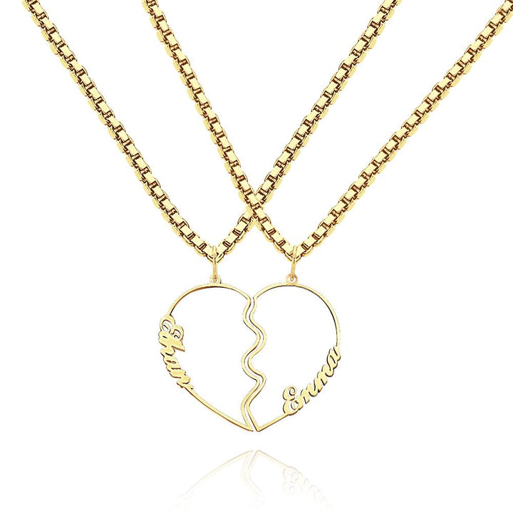 Matching Name Necklace Personalized Romantic Love Heart Couple Necklace