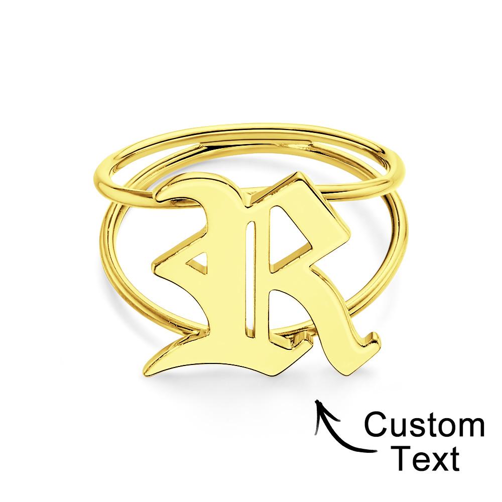 Old English Initial Custom Gothic Ring Personalized gift Ring